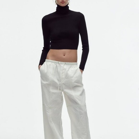 Zara Cropped Knit Black Turtleneck Sweater Size S EUC - Picture 2 of 7